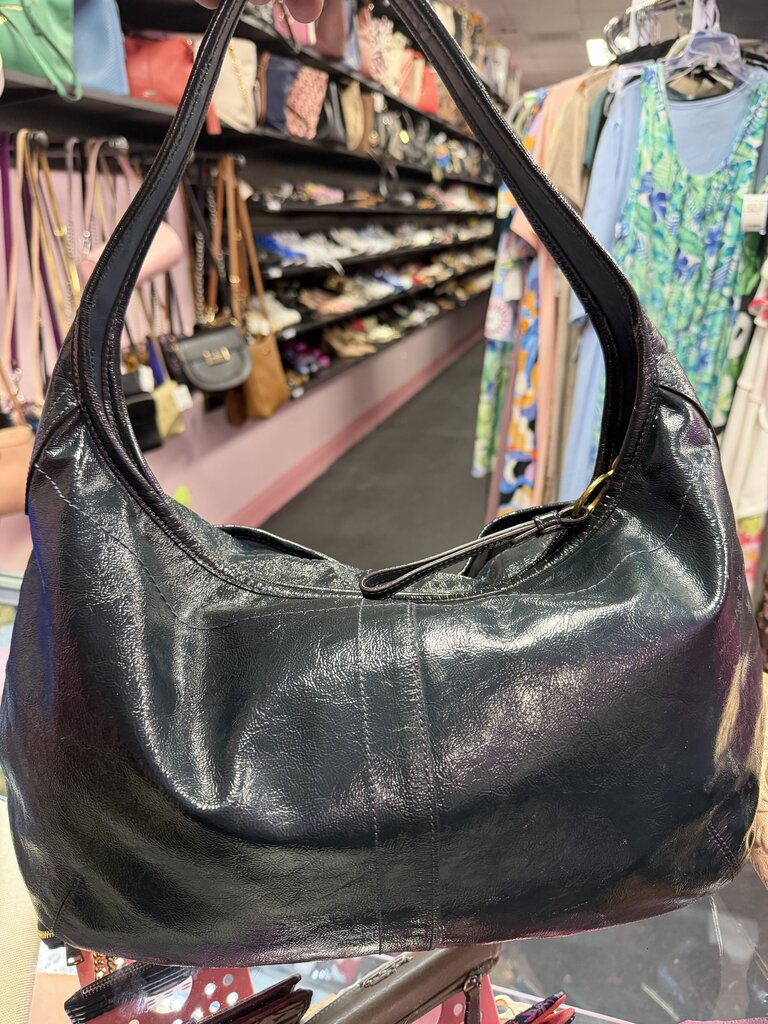Coach Ergo Patent Leather Hobo Turnlock Exterior Pocket Dark Teal