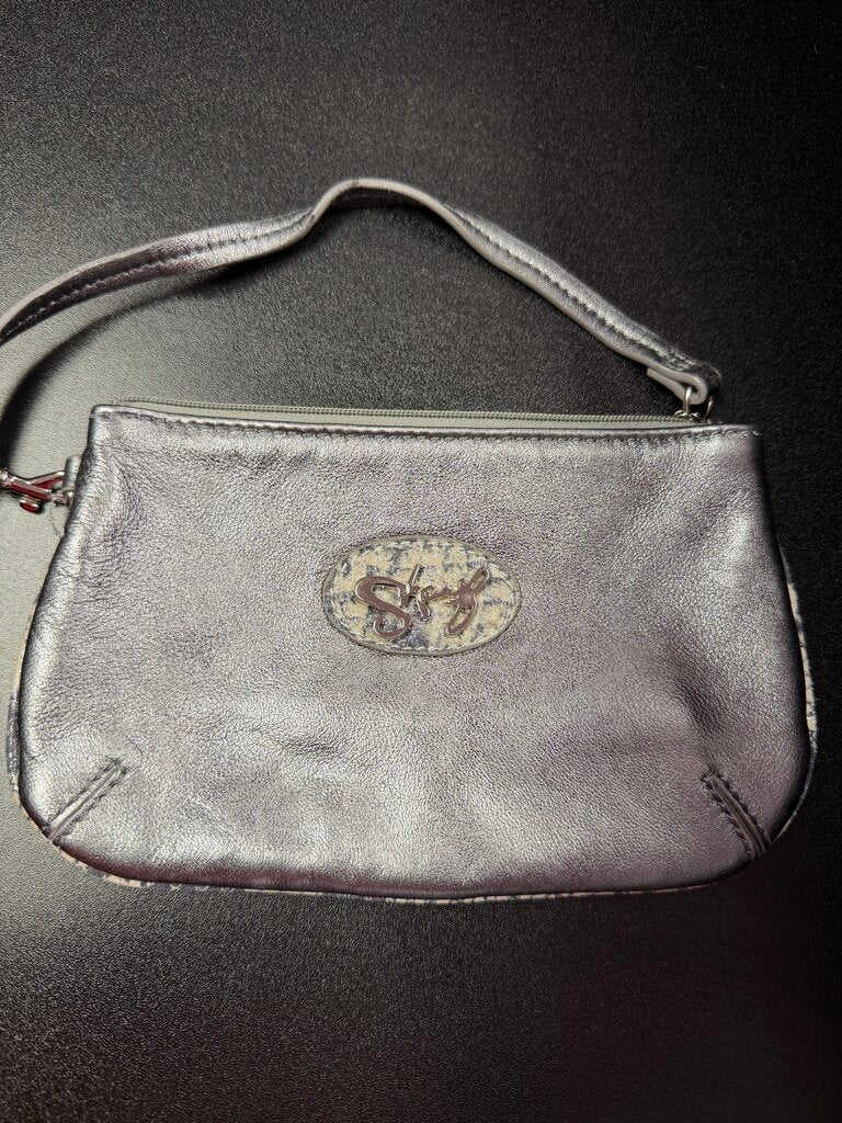 Sharif Metallic Silver Wristlet