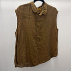 MED Sleeveless Button Up Linen Solid Top