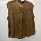 MED Sleeveless Button Up Linen Solid Top