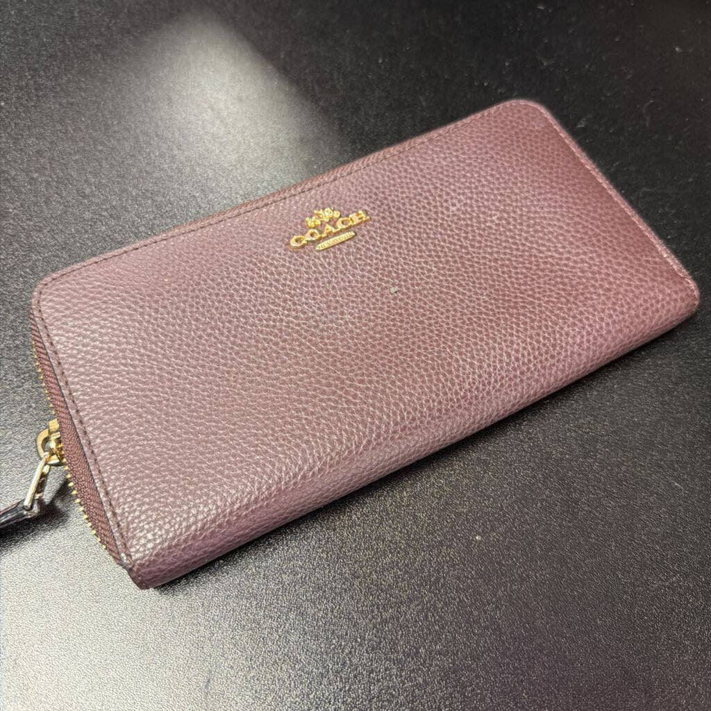 Coach Pebbled Oxblood Long Wallet