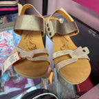 11 Tahiti Wedge Metallic Leather Sandals