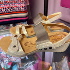 11 Tahiti Wedge Metallic Leather Sandals