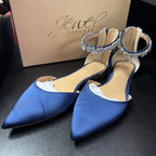 8.5 Badgley Mischa Pointed Satin Rhinestone Ankle Strap