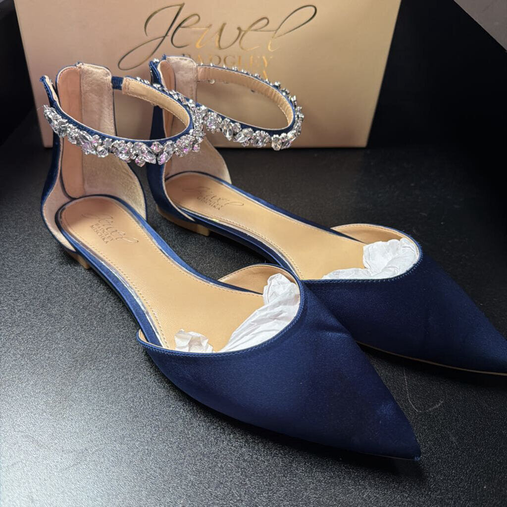 8.5 Badgley Mischa Pointed Satin Rhinestone Ankle Strap