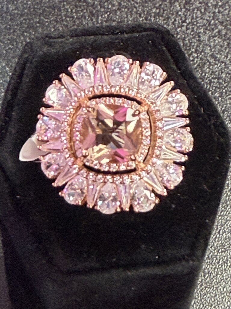 925 DSMK Halo Lab Champagne Cubic Cocktail Ring