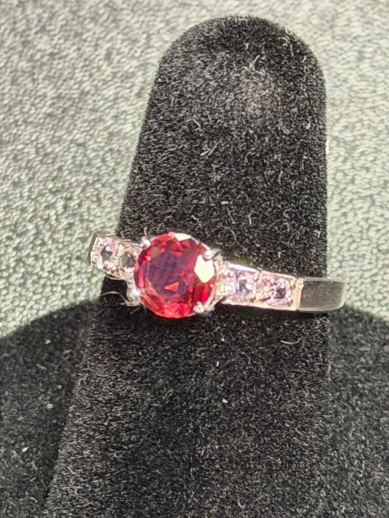 925 Lab Garnet CZ Ring