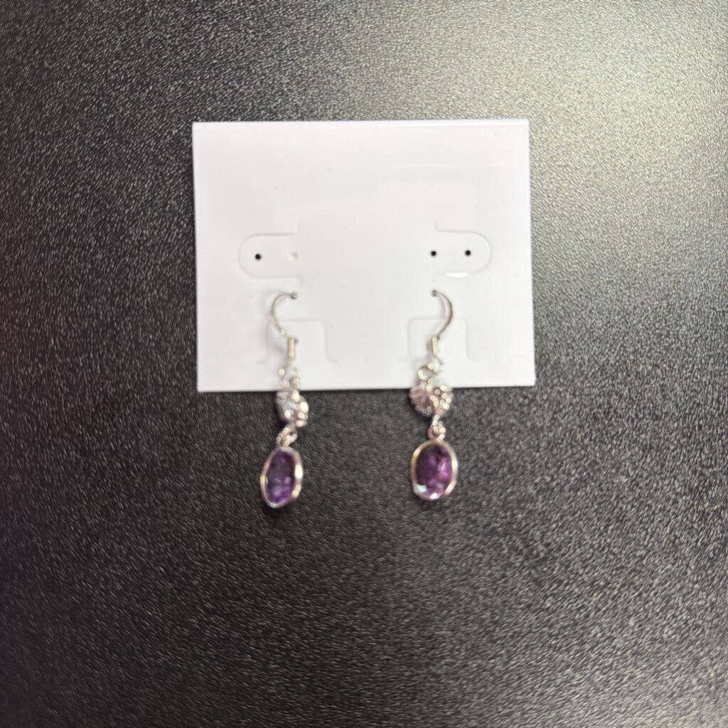 925 Orchid Lab Amethyst Dangle Fish Hook Earring