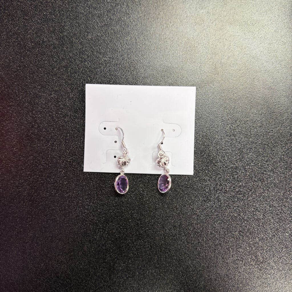 925 Orchid Lab Amethyst Dangle Fish Hook Earring