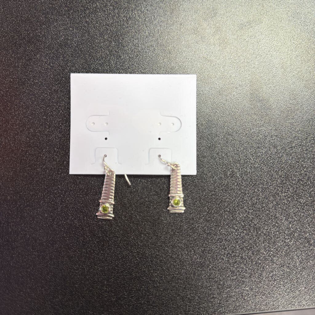 925 Dangle Green Stone Earring