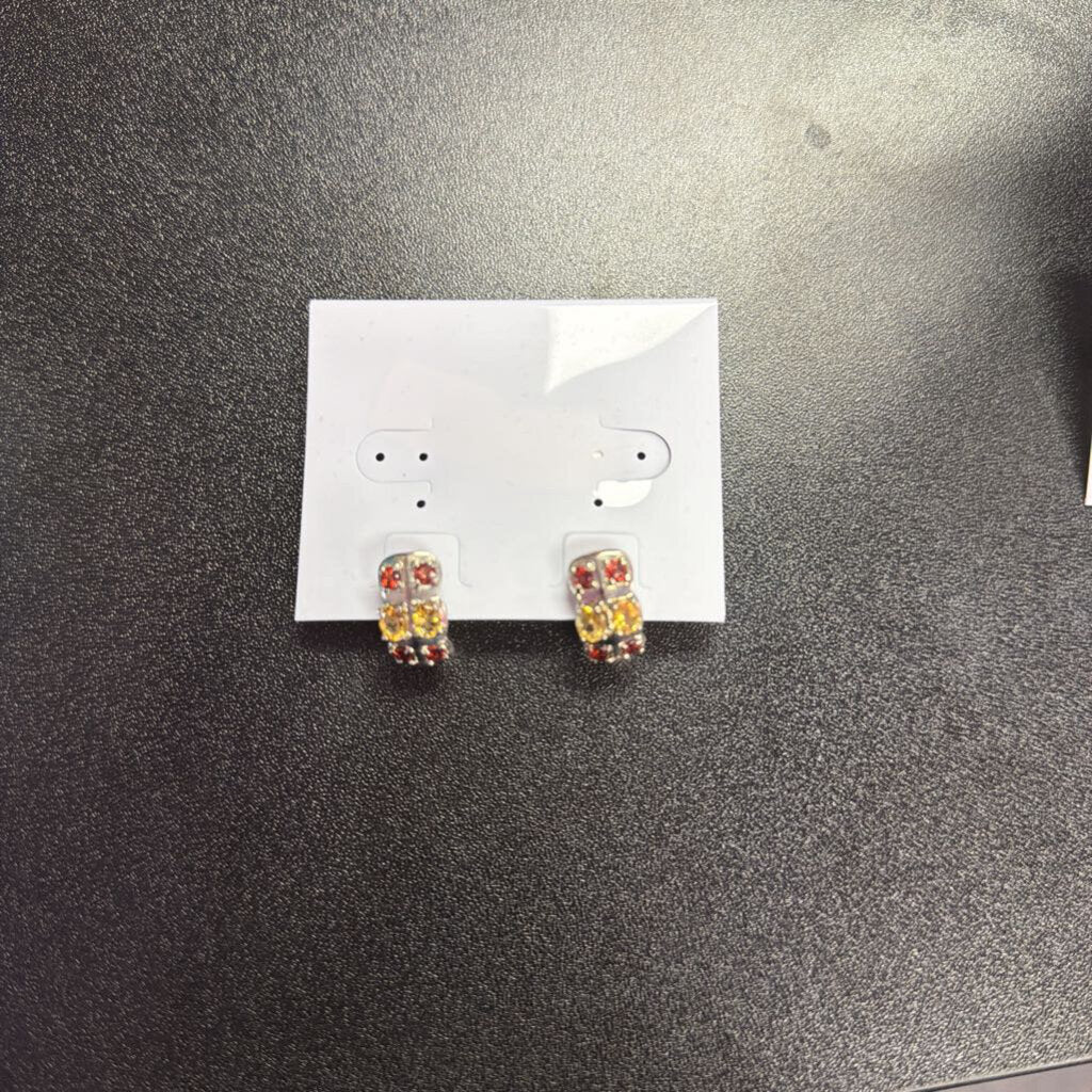 925 Lab Citrine Garnet Huggie Earring