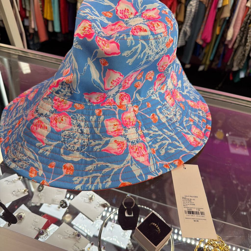 Lilly Pulitzer NWT Women's UPF 50+ Reversible Canvas Sun Hat Bahamian Rhapsody