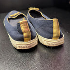 7.5 Tory Burch Dakota Flats Navy Canvas Gold Pipingh Matching Bow