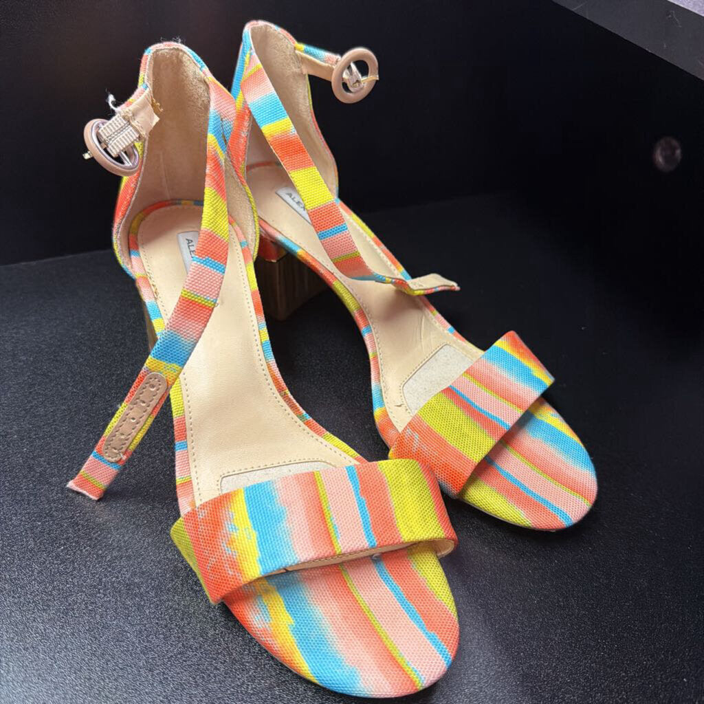 7.5 Striped Ankle Strap Block Heel