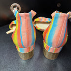 7.5 Striped Ankle Strap Block Heel