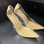 7.5 Fashion Nova Lucite Suede Heel