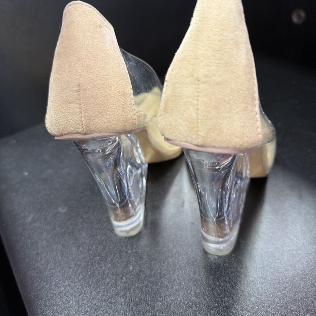 7.5 Fashion Nova Lucite Suede Heel