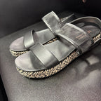 8 Lauren Conrad Espadrille Mesh Ankle Strap Leather Sandal