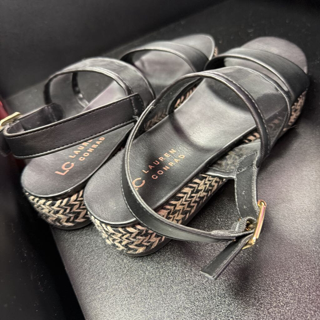 8 Lauren Conrad Espadrille Mesh Ankle Strap Leather Sandal