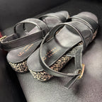 8 Lauren Conrad Espadrille Mesh Ankle Strap Leather Sandal