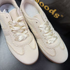 10 Outwards Giana Cream Sneaker Ruffled Lace Detail Satin Laces NIB