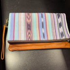 Nena & Co. Clutch Woven Stripe Brown Leather
