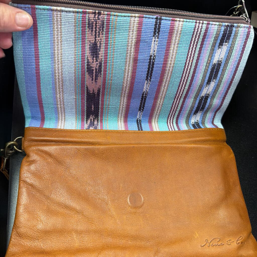 Nena & Co. Clutch Woven Stripe Brown Leather