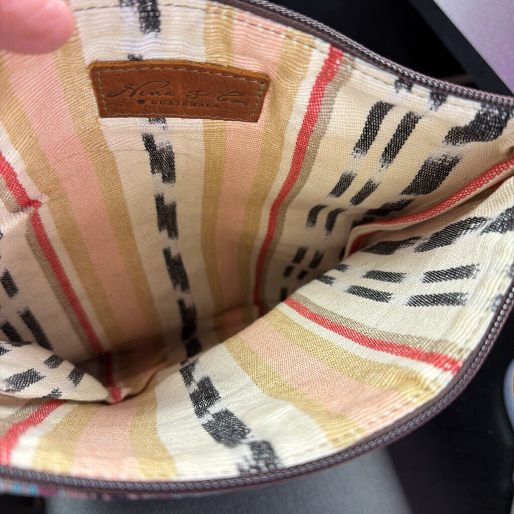 Nena & Co. Clutch Woven Stripe Brown Leather