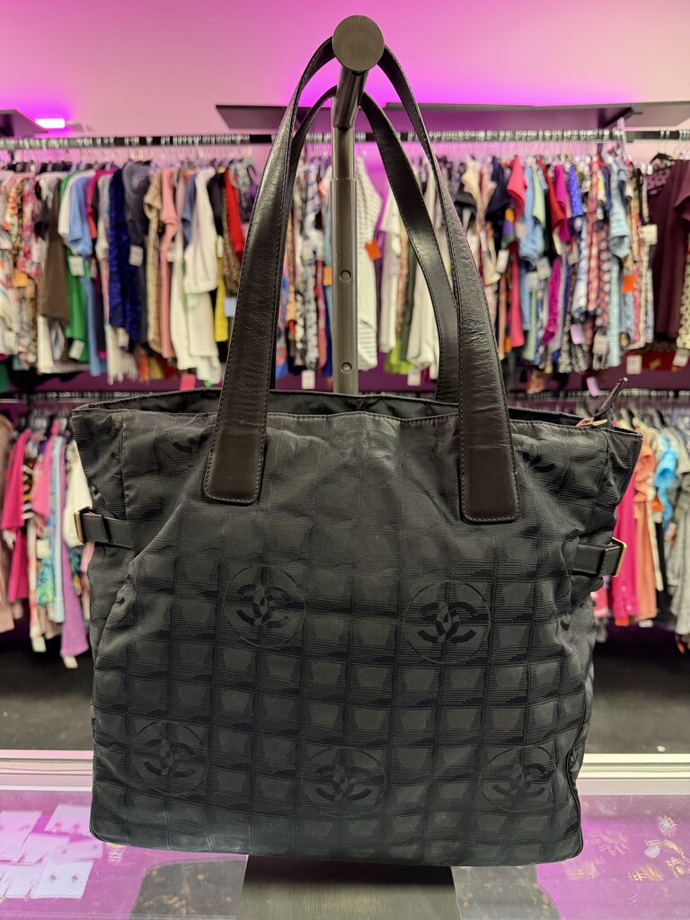 Chanel Travel Line Jacquard Nylon Tote Bag