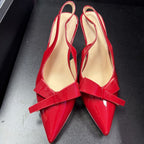 8 Coutgo Pointed Patent Bow Ankle Strap Heel