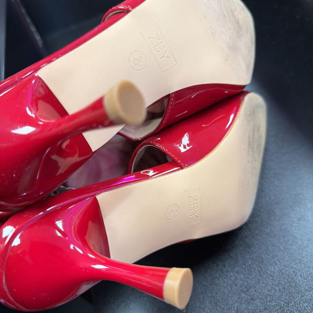 8 Coutgo Pointed Patent Bow Ankle Strap Heel
