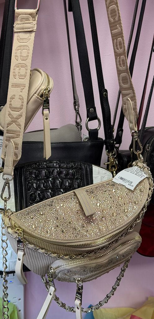 Steve Maddan BMaxima BeltBag Beige Knitted Rhinestones