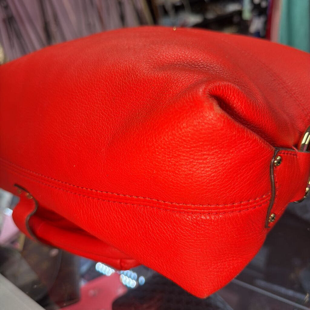 Michael Kors Austin Front Buckle Hobo Bag Vibrant Red/Orange