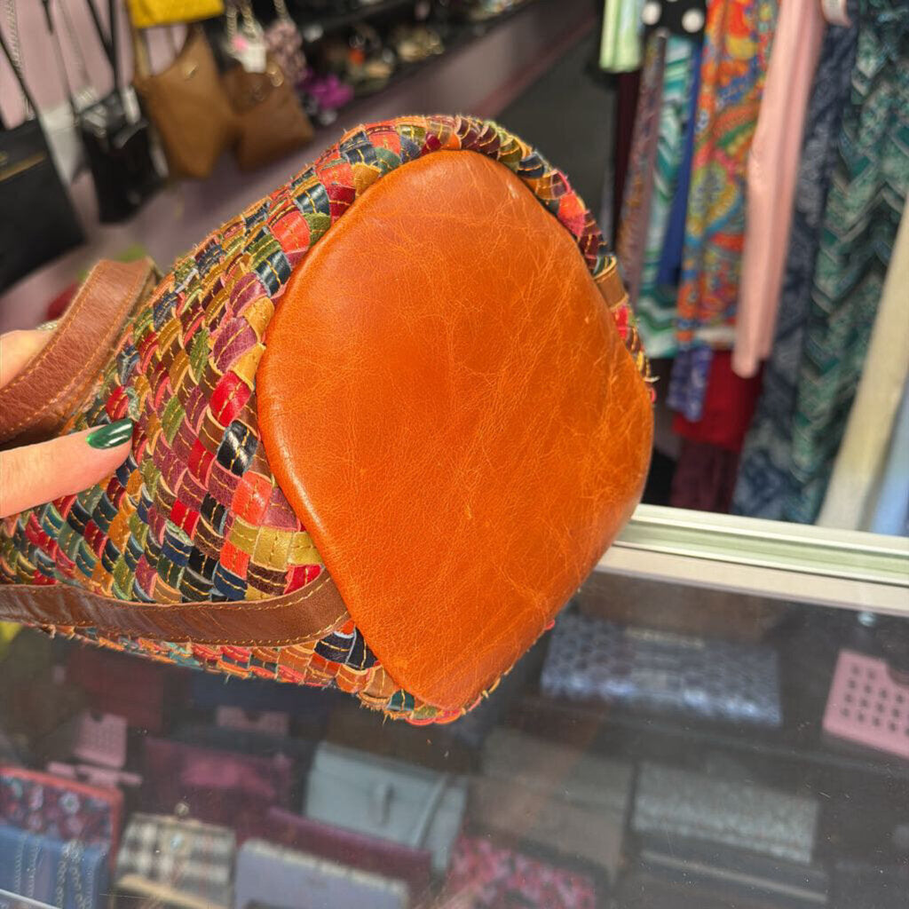 Amerileather Woven Linwood Multicolor Tote Bag Zip Close