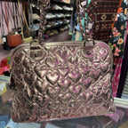 Betsey Johnson Handbag Quilted Heart Pattern Chain Straps