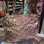 Betsey Johnson Handbag Quilted Heart Pattern Chain Straps