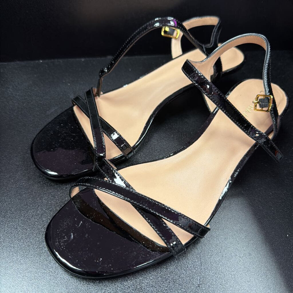 7.5b Cole Haan Leni Strappy Patent Kitten Heels