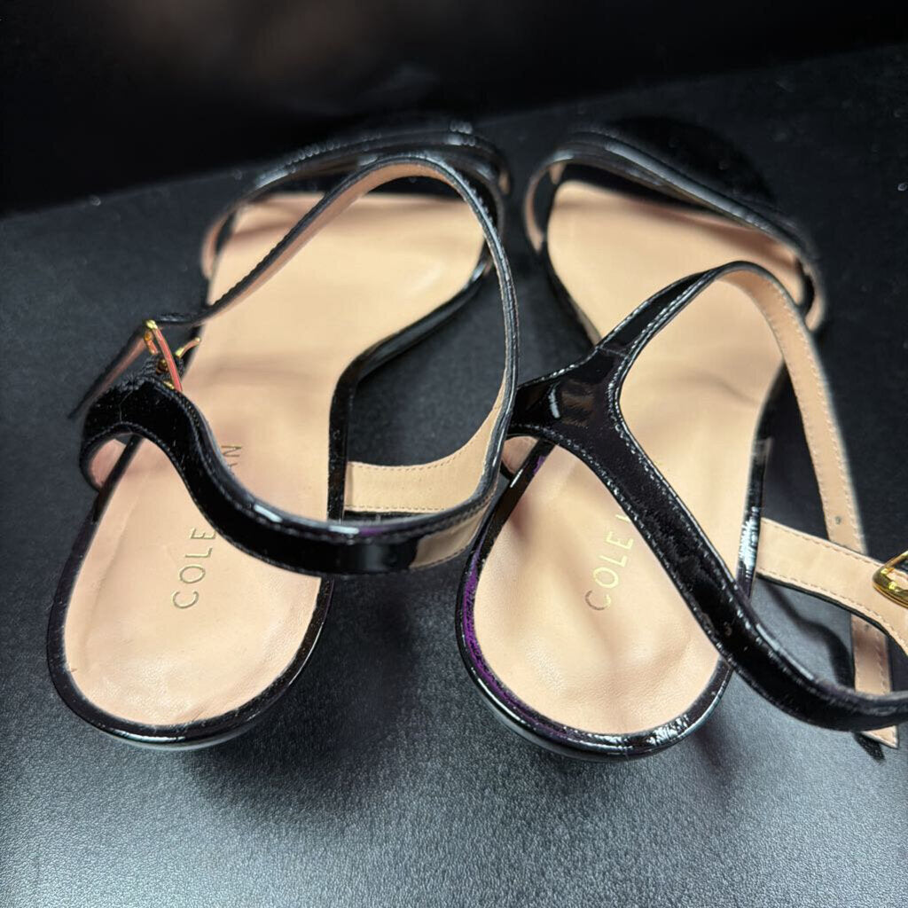 7.5b Cole Haan Leni Strappy Patent Kitten Heels