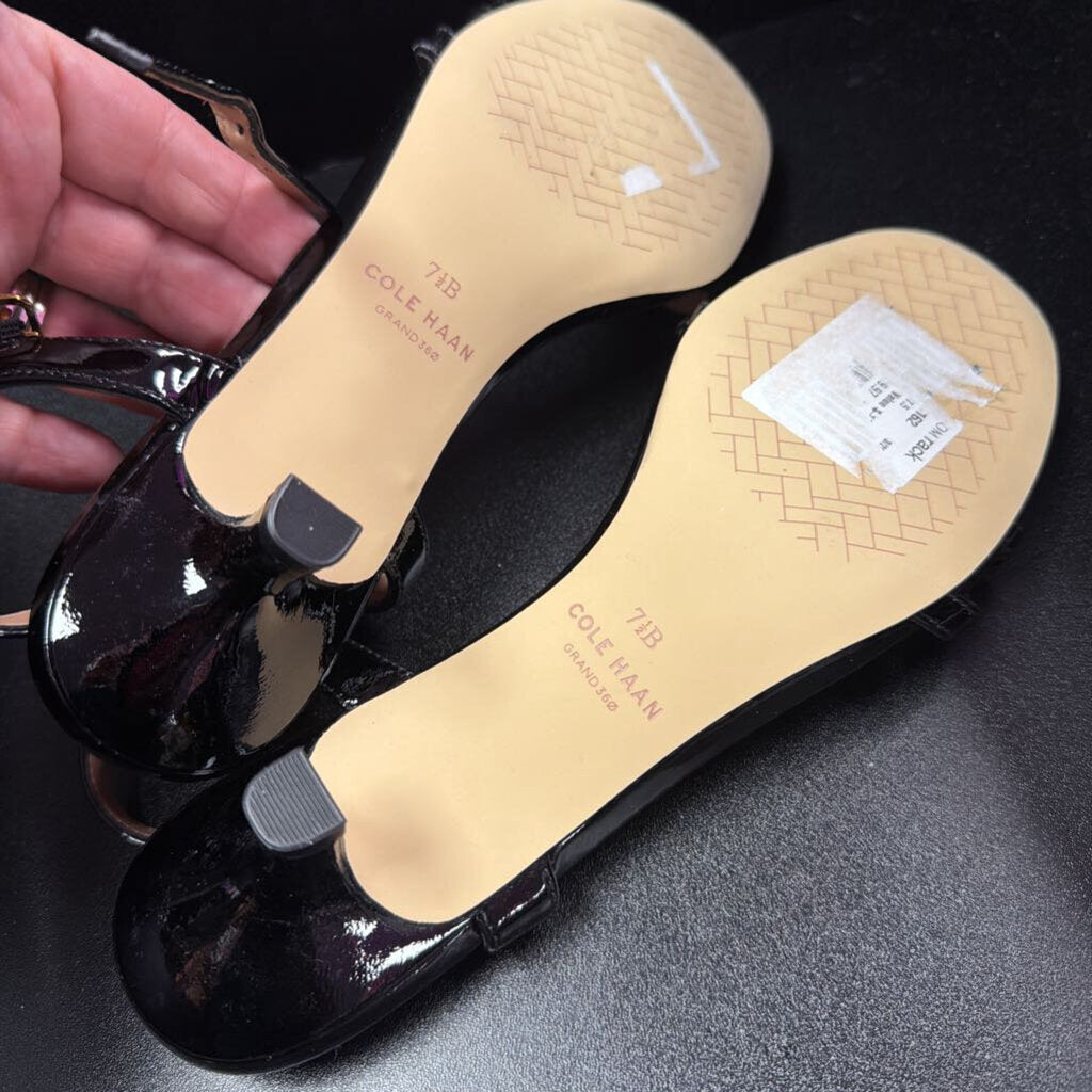 7.5b Cole Haan Leni Strappy Patent Kitten Heels