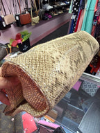 Tory Burch Snake Embossed Ella Tote Bag Straw Large