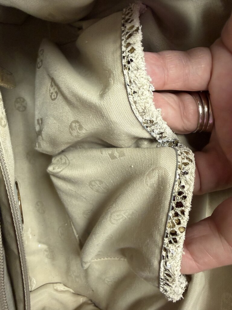 Tory Burch Snake Embossed Ella Tote Bag Straw Large