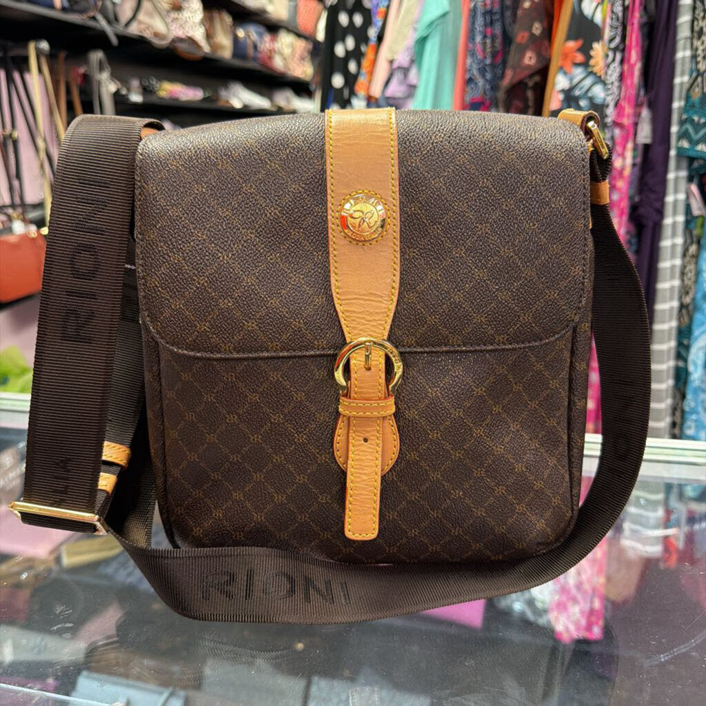 Rioni Moda Italia Messenger Monogram Canvas Top Buckle