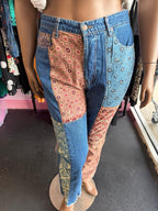 LG Free People Vintage Inspo Patchwork Bandana Denim Jean