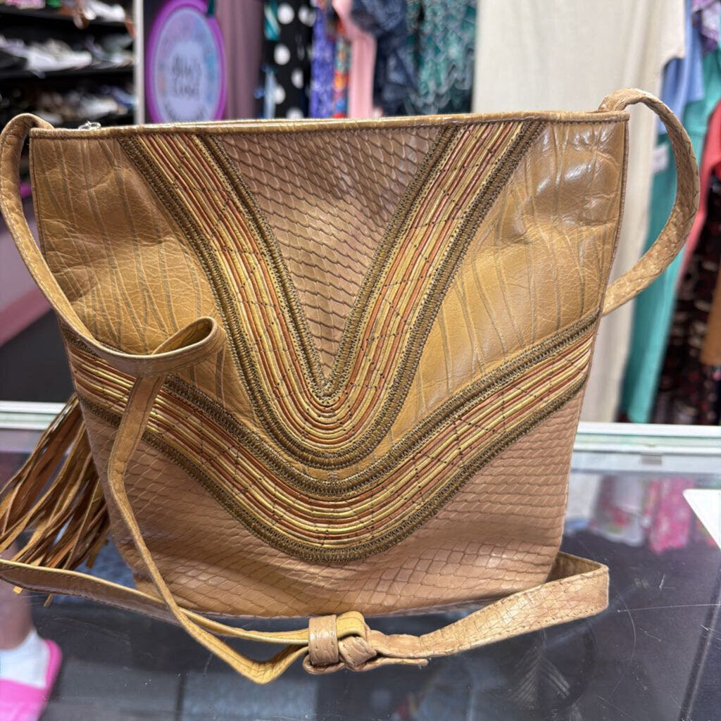 Sharif Vtg Woven Reptile Detail Crossbody