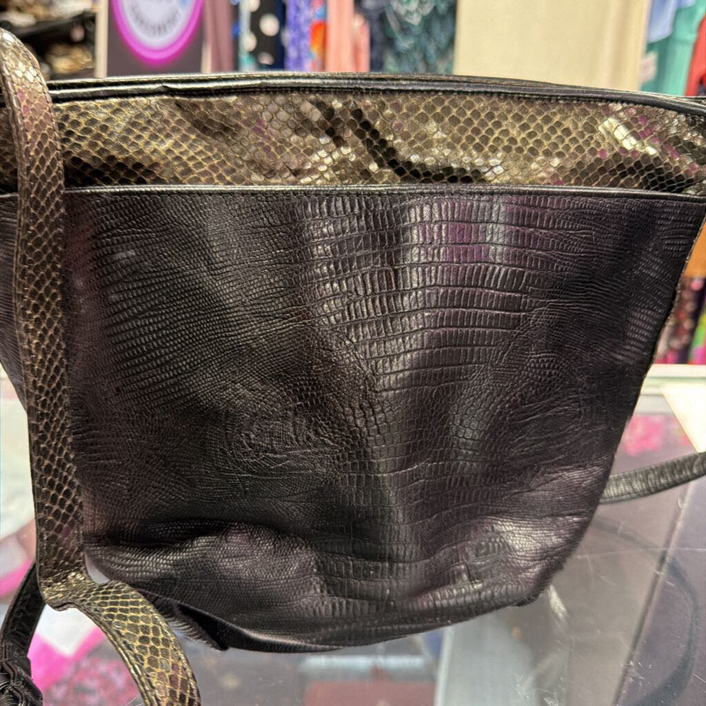 Sharif Vtg Woven Reptile Tassel Detail Crossbody