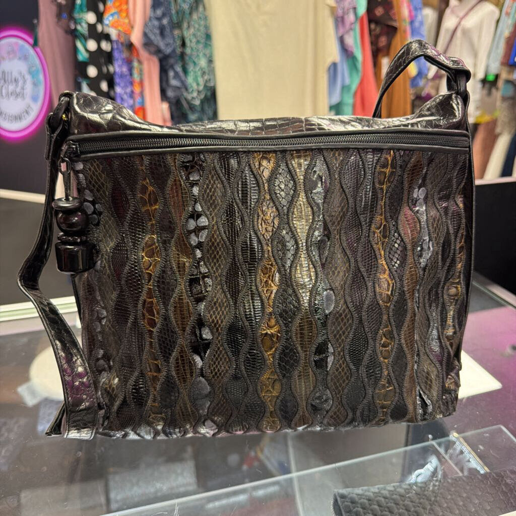 Sharif Vtg Woven Reptile Tassel Detail Messenger
