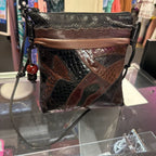 Sharif Vtg Woven Croco Patchwork Tassel Detail Shoulder Bag
