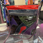 Sharif Vtg Woven Croco Patchwork Tassel Detail Shoulderbag