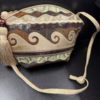 Sharif Vtg Woven Patchwork Swirls Retile Tassel Crossbody