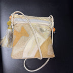 Sharif Vtg Woven Croco Patchwork Metallic Tassel Detail Shoulder Bag